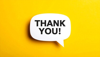 明るい黄色の背景に感謝の言葉を配置した印象的なデザイン