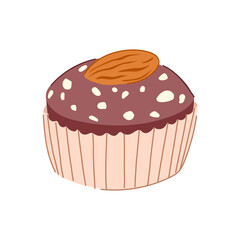 Traditional indian mithai or candy illustrating a rich chocolate flavored treat with decorative sprinkles and a single almond garnish, ideal for festive celebrations and dessert offerings