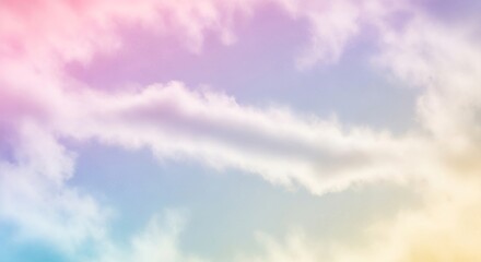 Pastel rainbow sky with clouds soft gradient colors.