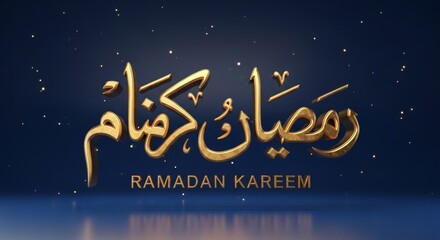 Elegant golden Arabic calligraphy greeting for Ramadan Kareem celebration.