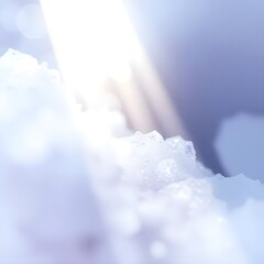 Obraz premium Soft white clouds are illuminated by beams of sunlight breaking through, creating a peaceful and heavenly atmosphere. The image symbolizes hope, serenity, purity, and a calm connection between light a