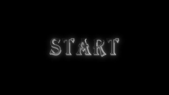Neon glowing start text effect, editable neon light text start isolated on black background.