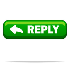 Green rectangular reply button vector isolated illustration