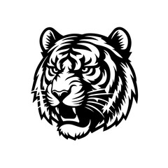 Powerful white tiger head vector illustration for wildlife logo tattoo and mascot design