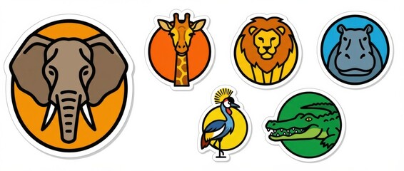 mali wildlife animals bold graphic sticker set featuring iconic animals native to mali all stickers