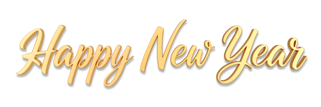 Happy new year gold text in 3d rendering isolated on white - Powered by Adobe