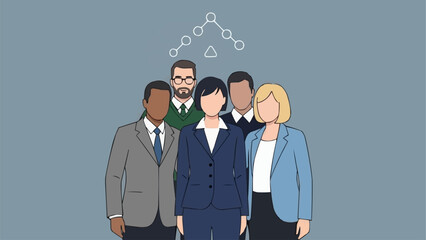 Diverse group of business professionals standing together in a team.