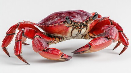 Red edible crab standing on a clean white background