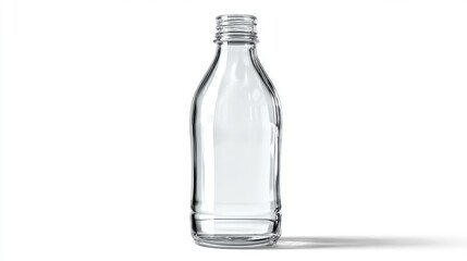 Empty glass bottle standing isolated on white background