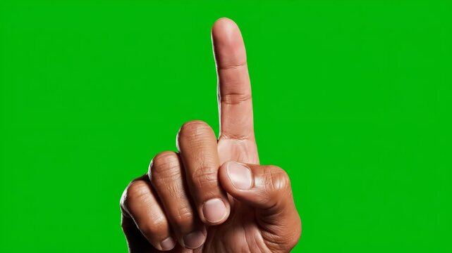 Hand gesture with fingers crossed in front of green screen