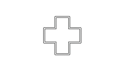 Obraz premium Simple black outline icon representing a medical first aid or emergency cross symbol