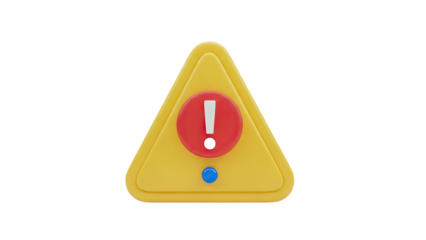 3D Yellow Warning Triangle with Exclamation Mark Icon