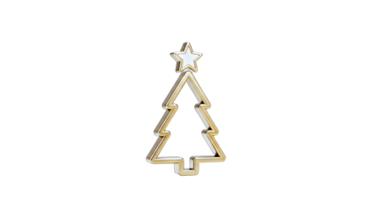 Golden Christmas Tree Ornament Isolated on White