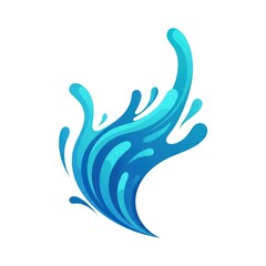 Dynamic blue splash illustration depicting flowing water waves and abstract form.