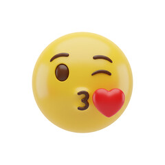 Fototapeta premium Yellow emoji face with heart eyes isolated on transparent background