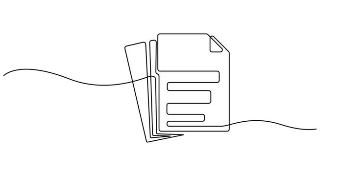 Animated self drawing of  	
Clipboard with checklist icon continuous one line drawing of outline vector illustration, One continuous line vector drawing of a folder. Outline documents background icon.