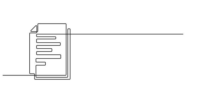 Animated self drawing of  	
Clipboard with checklist icon continuous one line drawing of outline vector illustration, One continuous line vector drawing of a folder. Outline documents background icon.
