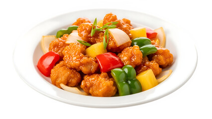 Sweet and Sour Chicken, isolated on white or transparent background. PNG
