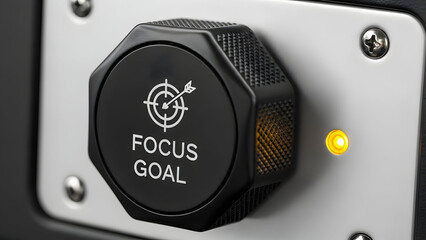 Close-up of focus goal button with target icon and yellow indicator light