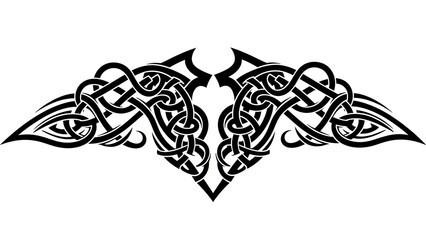 Abstract Celtic Knots Winged Design Black on White Background