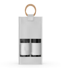 Jute Wine Bag Mockup with Wooden Handle and Transparent Window, Eco Friendly Packaging Design.