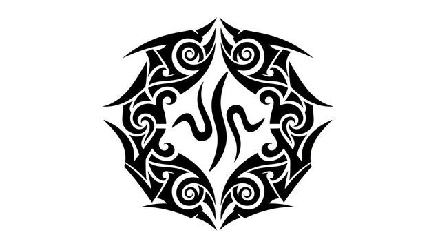 Abstract Tribal Tattoo Design - Black Geometric Mandala Ornament
