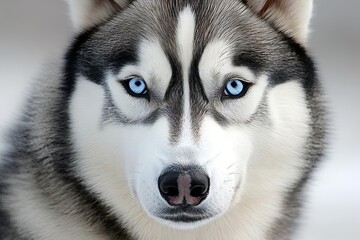 Obraz premium Majestic Siberian Husky Staring Deeply Into the Soul A Stunning Portrait of Canine Beauty and Grace