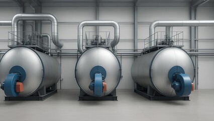 large industrial boilers installation with daylight lighting massive energy heating equipment and modern engineering infrastructure