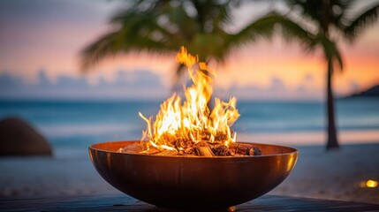 Beach bonfire at sunset