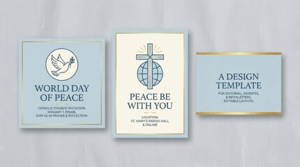 simple world day of peace catholic invitation card set for themed visual design projects useful for editorial layouts websites and newsletter visuals