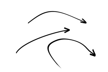 Set of Three Hand-Drawn Minimalist Curved Arrows