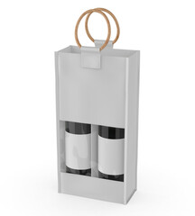 Jute Wine Bag Mockup with Wooden Handle and Transparent Window, Eco Friendly Packaging Design.