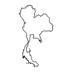 Obraz premium Black Outline Sketch Map of Thailand Country
