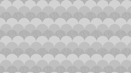 Seamless Elegant Japanese Seigaiha semicircle wave Geometric pattern of Light Gray , metallic gray and Silver shimmering glitter texture Background for Luxury Design