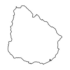 Black Outline Sketch Map of Uruguay Country