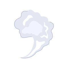 Graphic smoke puff element representing hot steam, vapor, or gas emission, used for visual effects, comics, or expressing a particular smell in a flat vector style