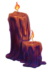 Two crimson candles glow