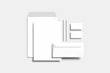 Blank stationery supplies for mockup - 3D Illustration