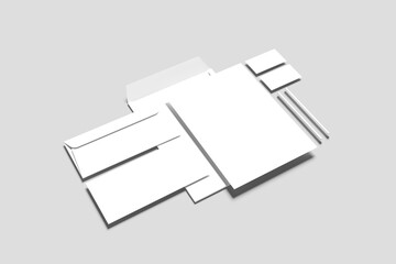 Blank stationery supplies for mockup - 3D Illustration