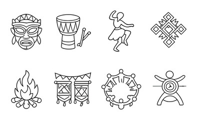 Traditional african tribal symbols and music elements