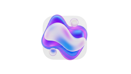 Abstract Fluid Art with Purple, Blue, and White Gradients and Bubbles