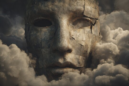 Dadaistic Faces: Futuristic Metaphors of Masks in an Abstract Three-Dimensional Cloud Realm