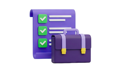 3D Checklist and Briefcase Icon for Business and Productivity