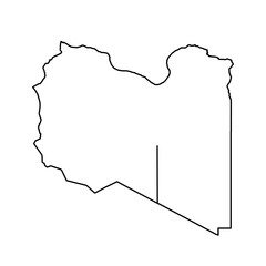 Black Outline Sketch Map of Libya Country