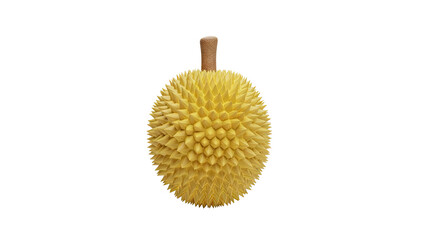 3D Render of a Spiky Yellow Durian Fruit on White Background