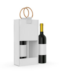 Jute Wine Bag Mockup with Wooden Handle and Transparent Window, Eco Friendly Packaging Design.