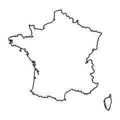 Black Outline Sketch Map of France Country