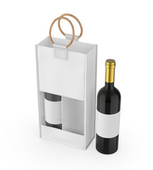 Jute Wine Bag Mockup with Wooden Handle and Transparent Window, Eco Friendly Packaging Design.