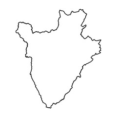 Black Outline Sketch Map of Burundi Country