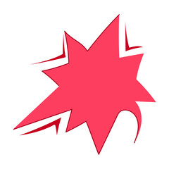 Fototapeta premium Red graphic burst speech bubble illustrating an exclamation, shock, importance, or strong message, ideal for comic art, communication, and marketing designs